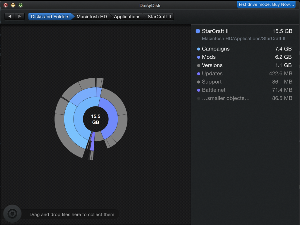 DaisyDisk: Here you can see that my Starcraft II habit is costing me!